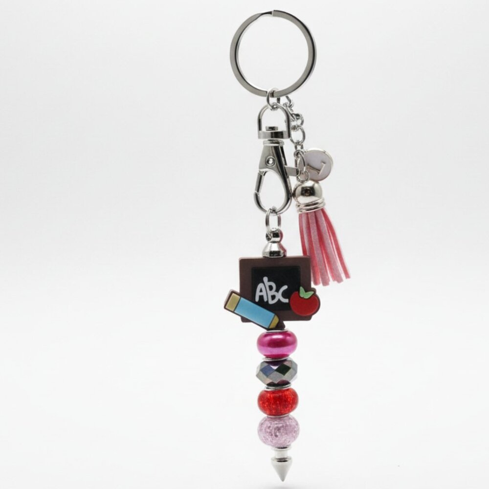Beaded Handcrafted Initial "L" Teacher Keychain/bag charm. Handcrafted.Brand new